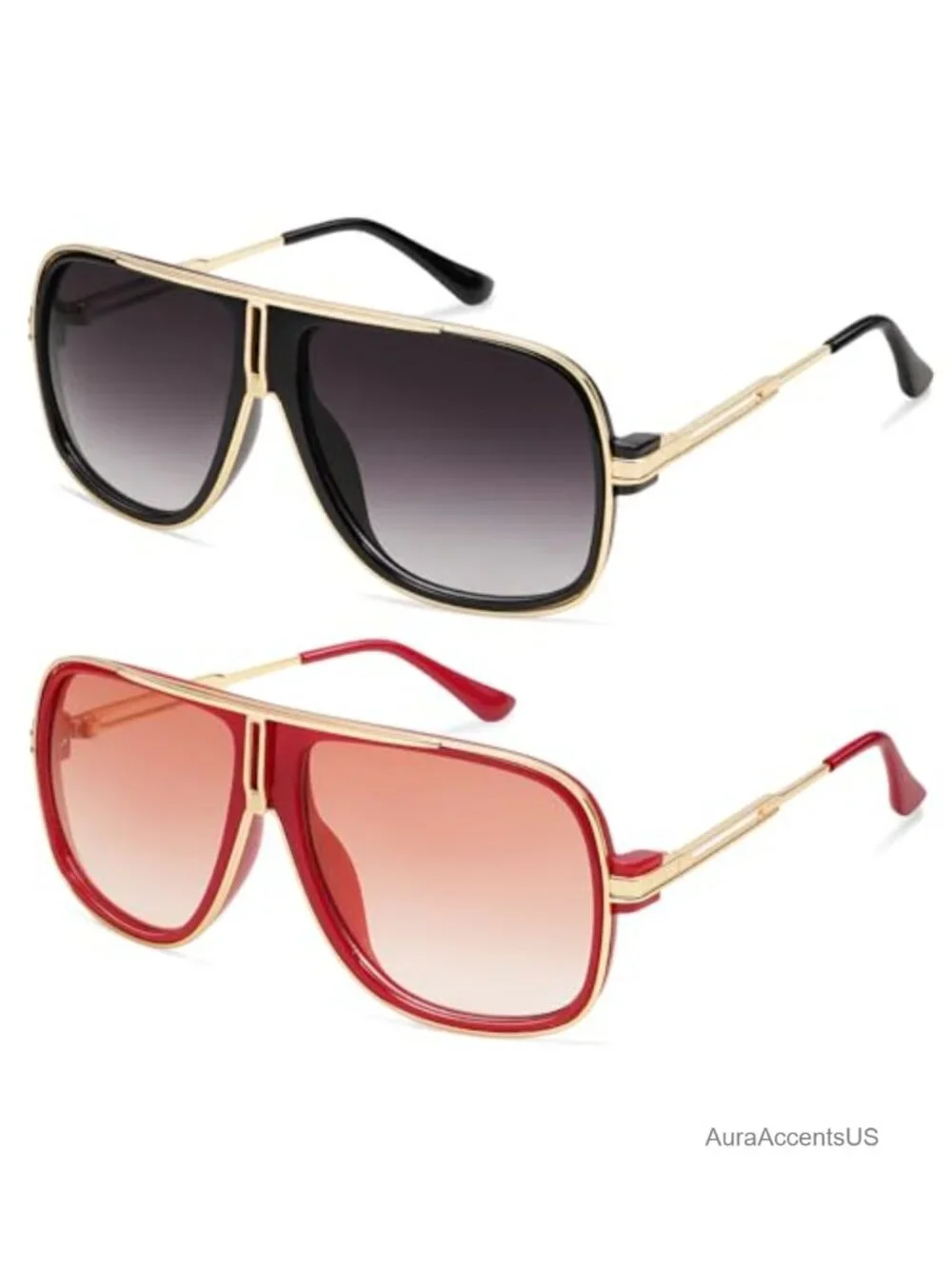 Retro Aviator Sunglasses Oversized UV400 Metal Hinges for Driving